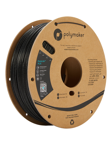 Polymaker PolyLite PLA | Filamento para impresión 3D | 1,75 mm (1Kg) | Negro