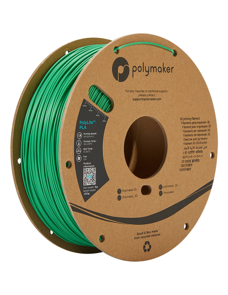 Polymaker PolyLite PLA | Filamento para impresión 3D | 1,75 mm (1Kg) | Verde