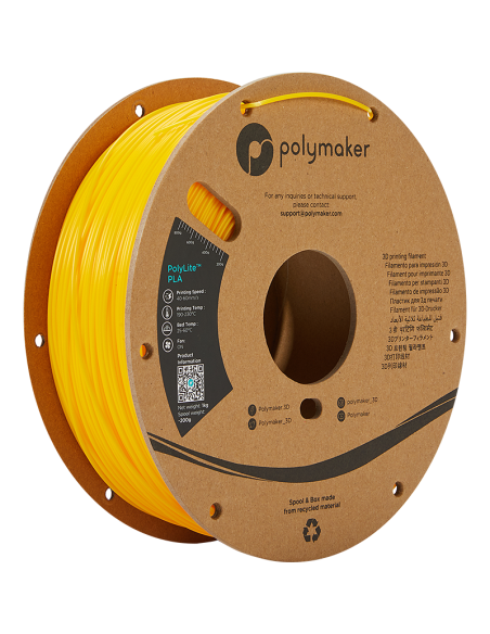 Polymaker PolyLite PLA | Filamento para impresión 3D | 1,75 mm (1Kg) | Amarillo