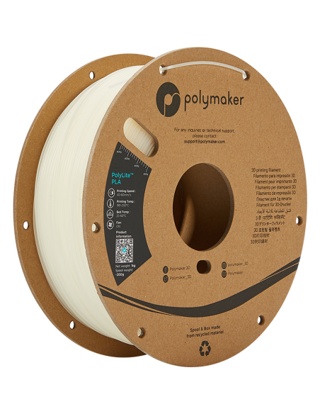 Polymaker PolyLite PLA | Filamento para impresión 3D | 1,75 mm (1Kg) | Blanco