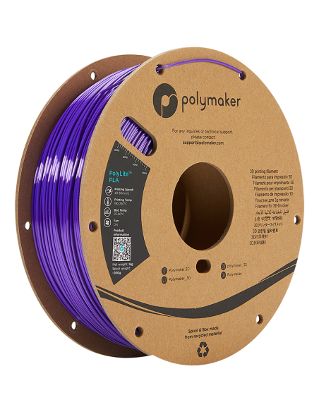 Polymaker PolyLite PLA | Filamento para impresión 3D | 1,75 mm (1Kg) | Violeta