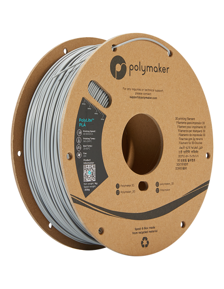 Polymaker PolyLite PLA | Filamento para impresión 3D | 1,75 mm (1Kg) | Gris