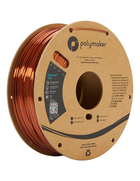 Polymaker PolyLite PLA | Filamento para impresión 3D | 1,75 mm (1Kg) | Bronce de seda