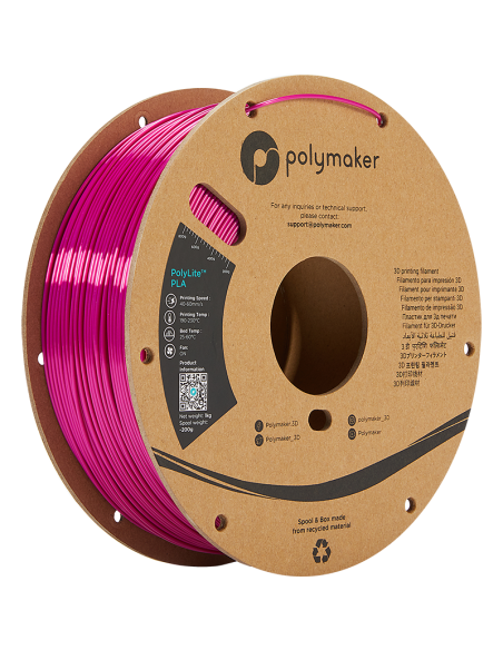 Polymaker PolyLite PLA | Filamento para impresión 3D | 1,75 mm (1Kg) | Rosa magenta de seda