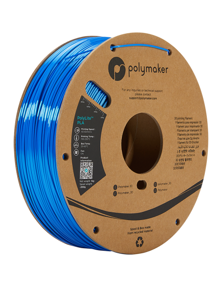 Polymaker PolyLite PLA | Filamento para impresión 3D | 1,75 mm (1Kg) | Azul de seda