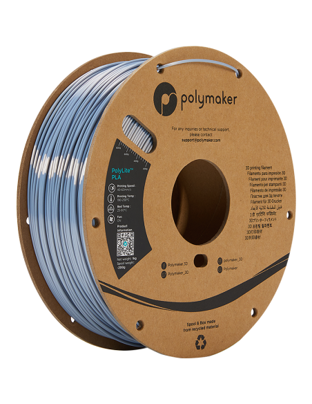 Polymaker PolyLite PLA | Filamento para impresión 3D | 1,75 mm (1Kg) | Plata de seda