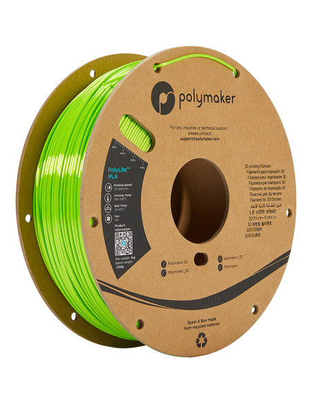 Polymaker PolyLite PLA | Filamento para impresión 3D | 1,75 mm (1Kg) | Verde Lima de seda