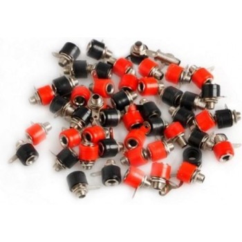 Bananenstecker, weiblich, 4mm, 4 Stk. rot und 4 Stk. schwarz