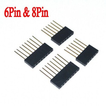 6 og 8 pin Arduino-stik, 8 stk, 4 af 6 og 4 af 8