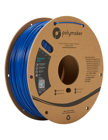 Polymaker PolyLite PLA | Filamento para impresión 3D | 1,75 mm (1Kg) | Azul