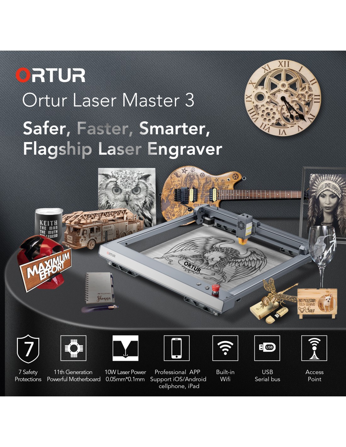 Ortur Laser Master 3 10W - Máquina de corte e gravação a laser