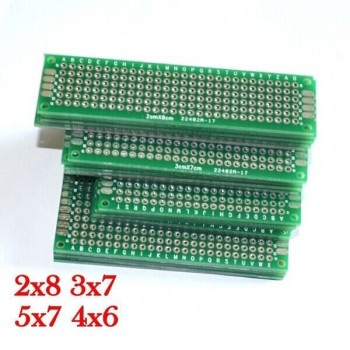 Perforated PCB board 5x7,4x6,3x7 and 2x8. double sided, 4 pcs 1 of each