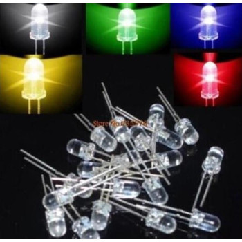 Diodo LED en 5 colores 5mm 20 de cada color, 100uds