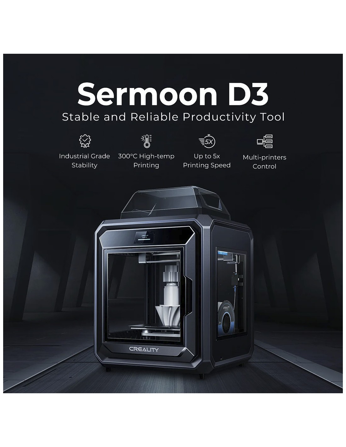 Creality Sermoon D3: Industriel 3D-printer med høj stabilitet