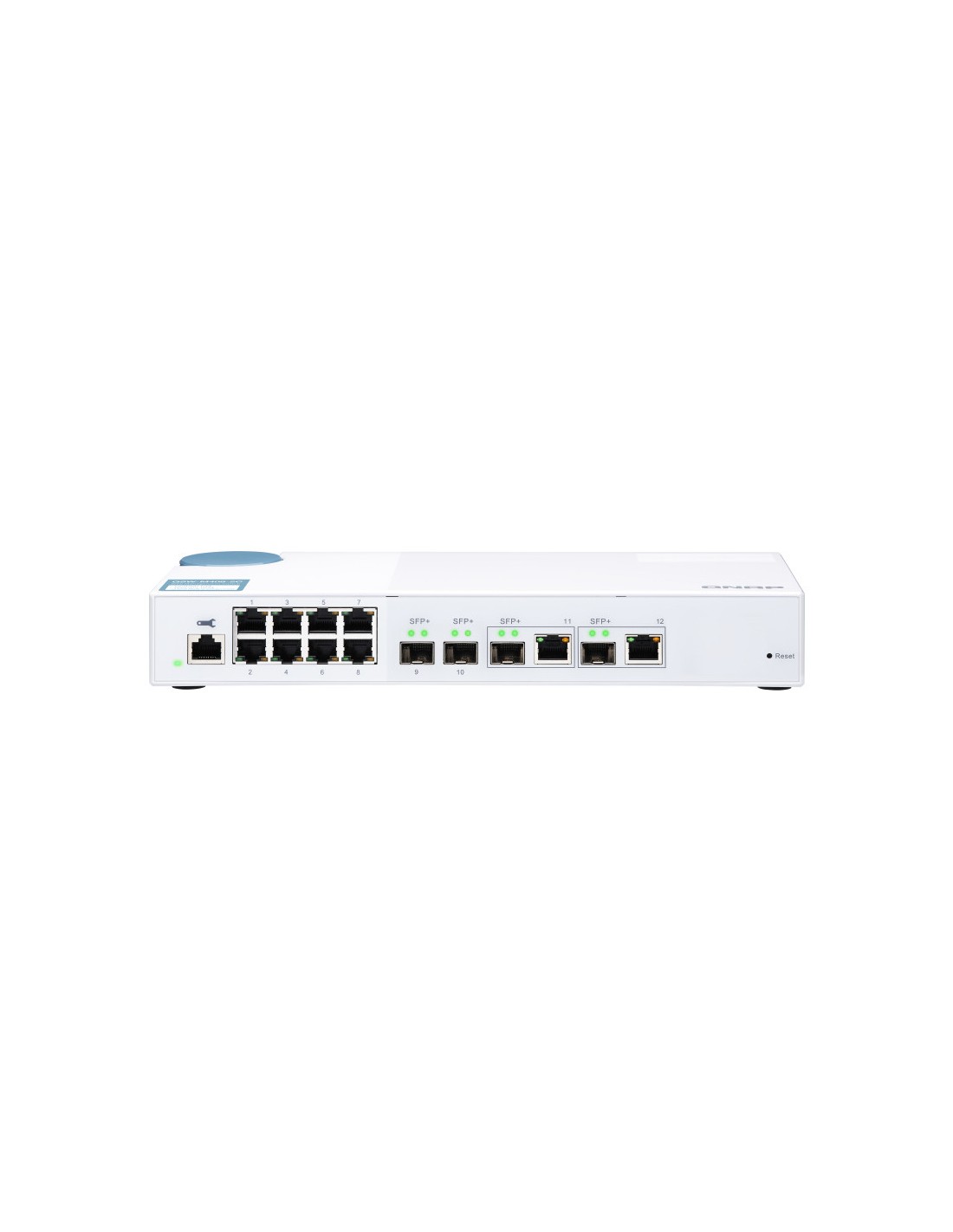  QSW-M408-2C Switch 10GbE - 12 puertos (8 RJ45, 2 SFP+, 2 combo SFP+ RJ45), agregación de puertos 802.3ad