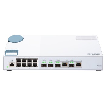  QSW-M408-2C Switch 10GbE - 12 puertos (8 RJ45, 2 SFP+, 2 combo SFP+ RJ45), agregación de puertos 802.3ad