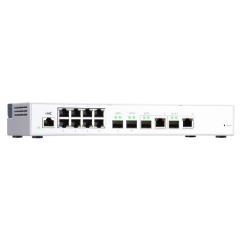  QSW-M408-2C Switch 10GbE - 12 puertos (8 RJ45, 2 SFP+, 2 combo SFP+ RJ45), agregación de puertos 802.3ad