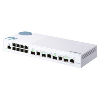 Switch  es  QSW-M408-4C Switch 10GbE - 12 puertos (8 RJ45, 4 combo SFP+ RJ45), agregación de puertos 802.3ad