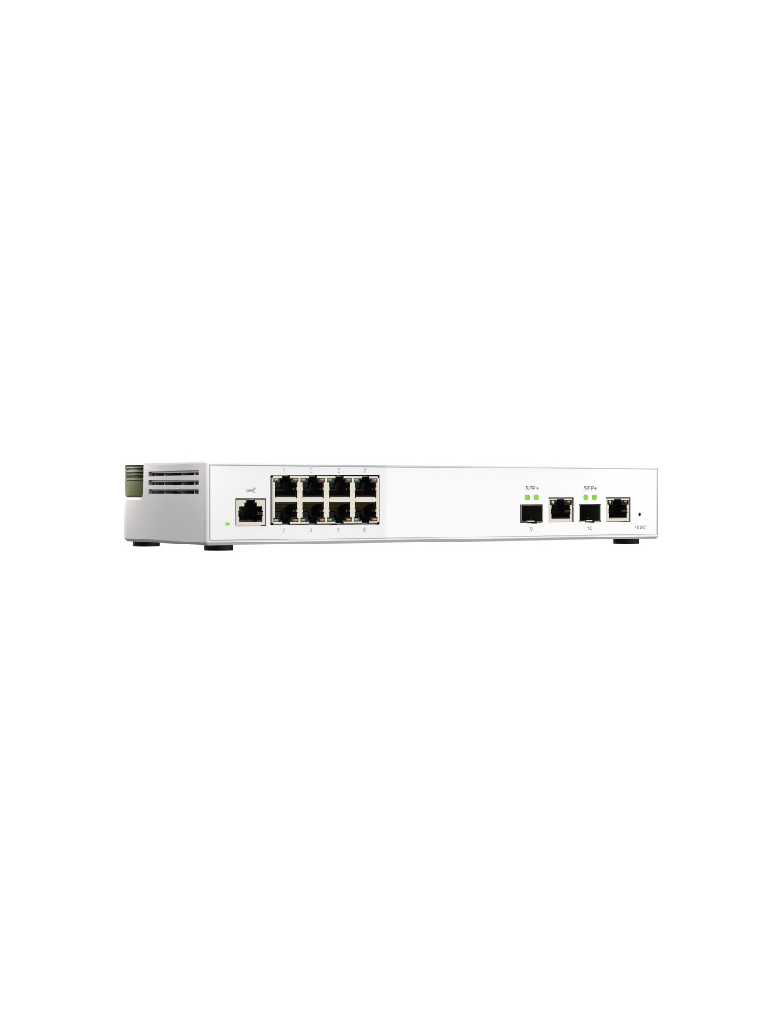 Switch  es  QSW-M2108-2C Switch 10GbE - 10 puertos (8 RJ45, 2 combo SFP+ RJ45), agregación de puertos 802.3ad