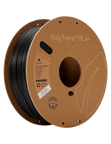 Polymaker PolyTerra PLA + | 3D-Druck Filament | 1,75 mm (1Kg) | Schwarz