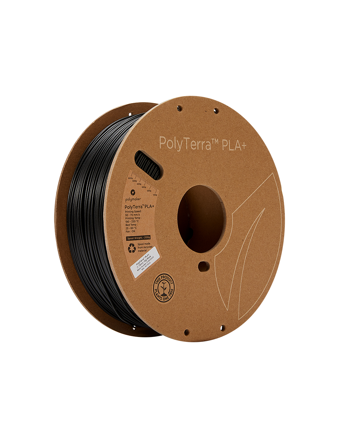 Polymaker PolyTerra PLA + : 3D Printing Filament : 1,75 mm (1Kg) : Black