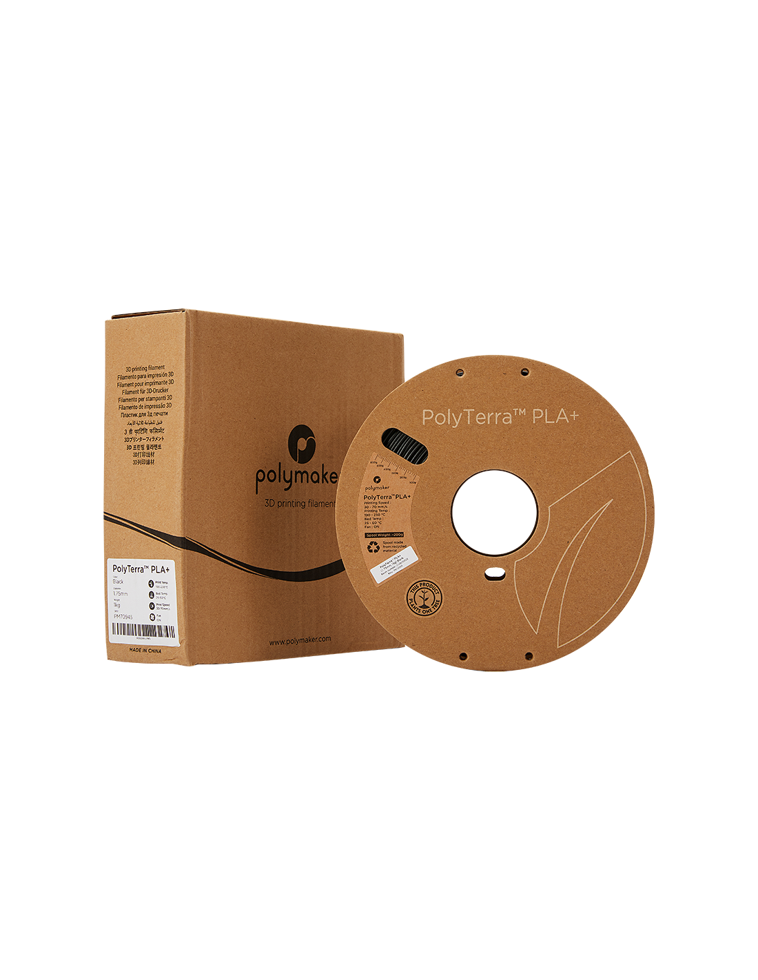 Polymaker PolyTerra PLA + | 3D-printfilament | 1,75 mm (1 kg) | Sort