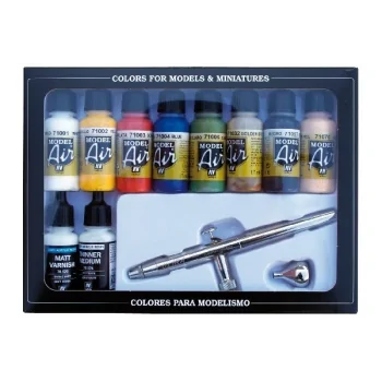 Vallejo Airbrush set with Basics Colors 10x17ml