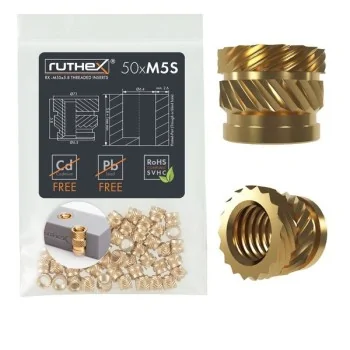 Ruthex M5 Short threaded insert – Rx-M5Sx5.8 - 50 pcs