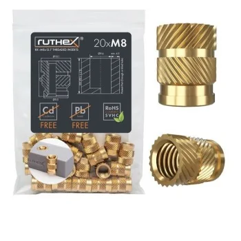 Ruthex M8 threaded insert – Rx-M8x12.7 - 20 pcs