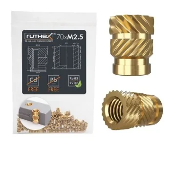 Ruthex M2.5 threaded insert – Rx-M2.5x5.7 - 70 pcs