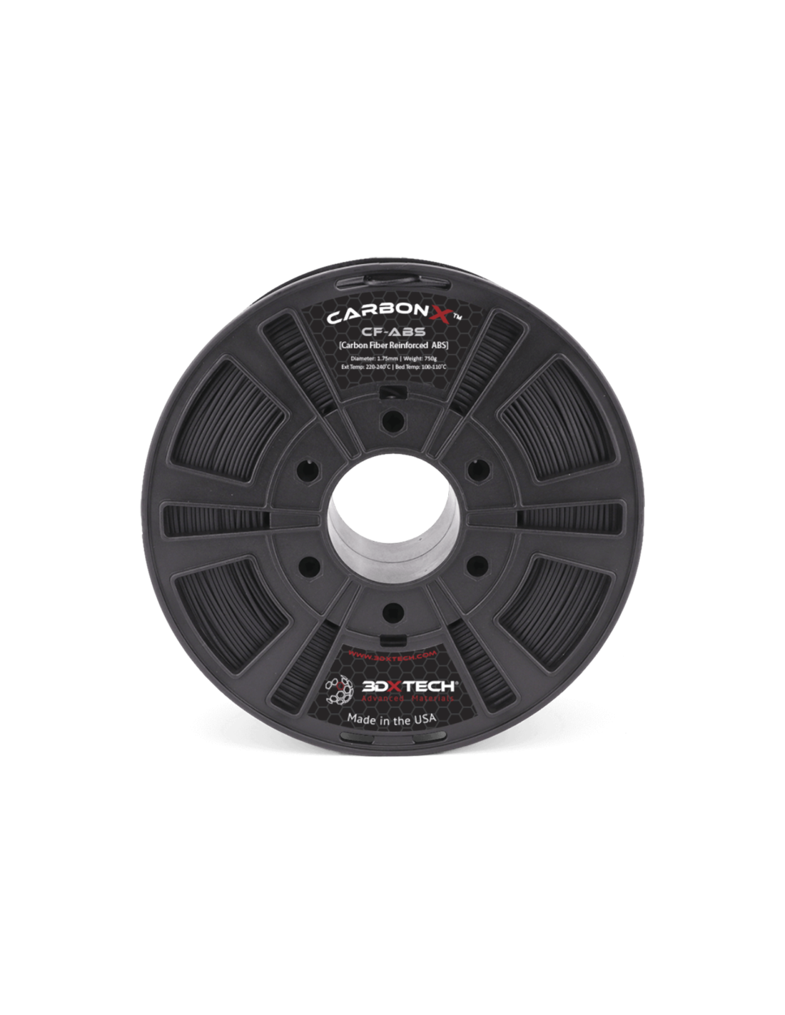 3DXTech CarbonX™ ABS+CF - 1,75 mm Filament (0,75 kg) - schwarz