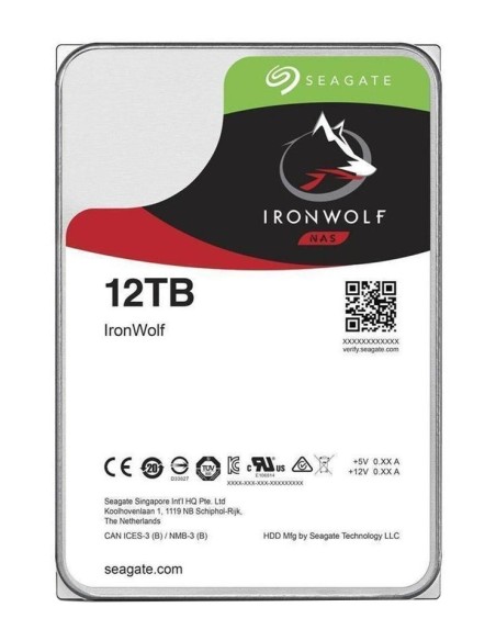 ST12000VN0008 12TB HDD 3.5" Edición IRONWOLF NAS 7200RPM 256MB. Garantía 3 años + exclusiva 30 días reposición DOA