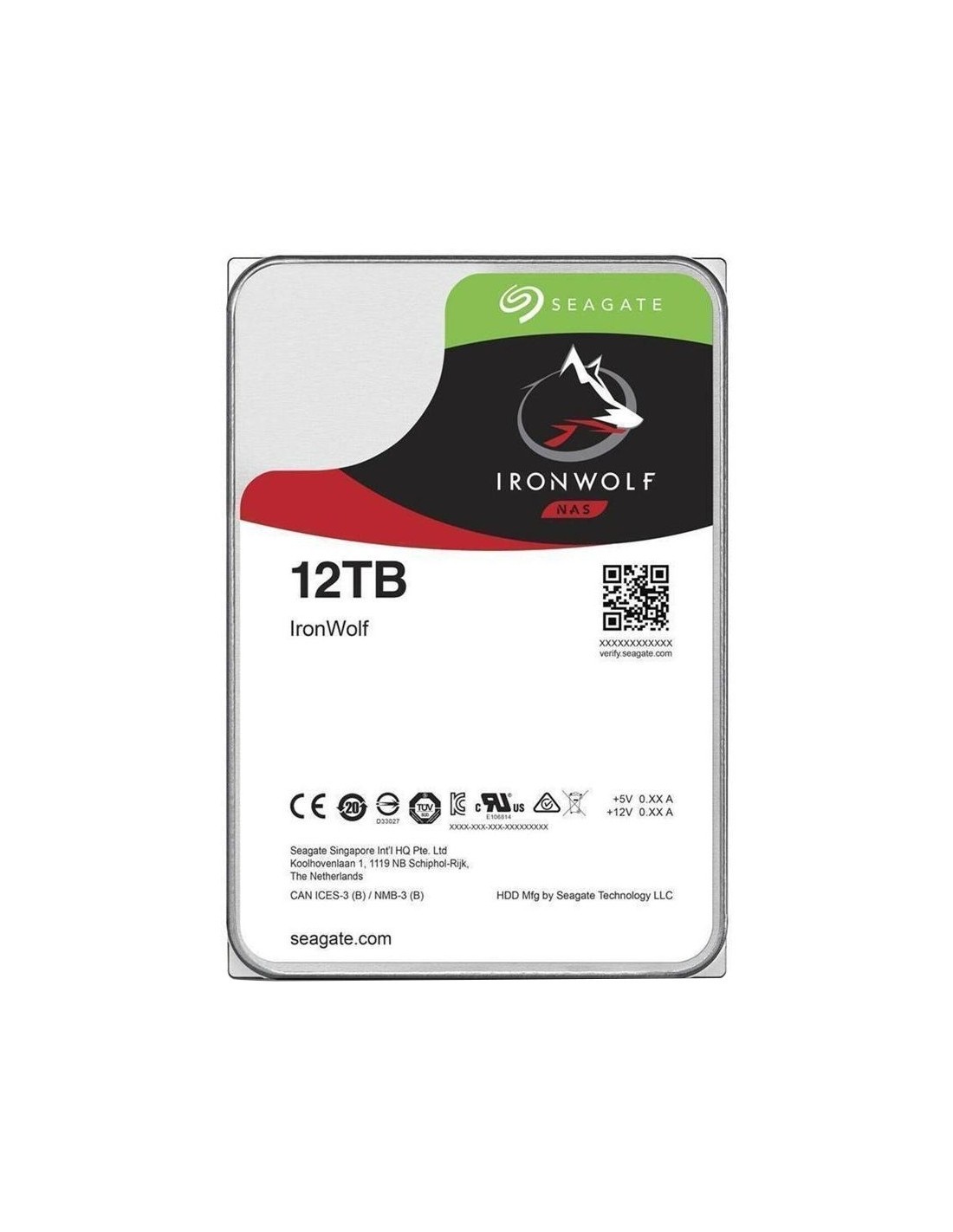 ST12000VN0008 12TB HDD 3.5" Edición IRONWOLF NAS 7200RPM 256MB. Garantía 3 años + exclusiva 30 días reposición DOA