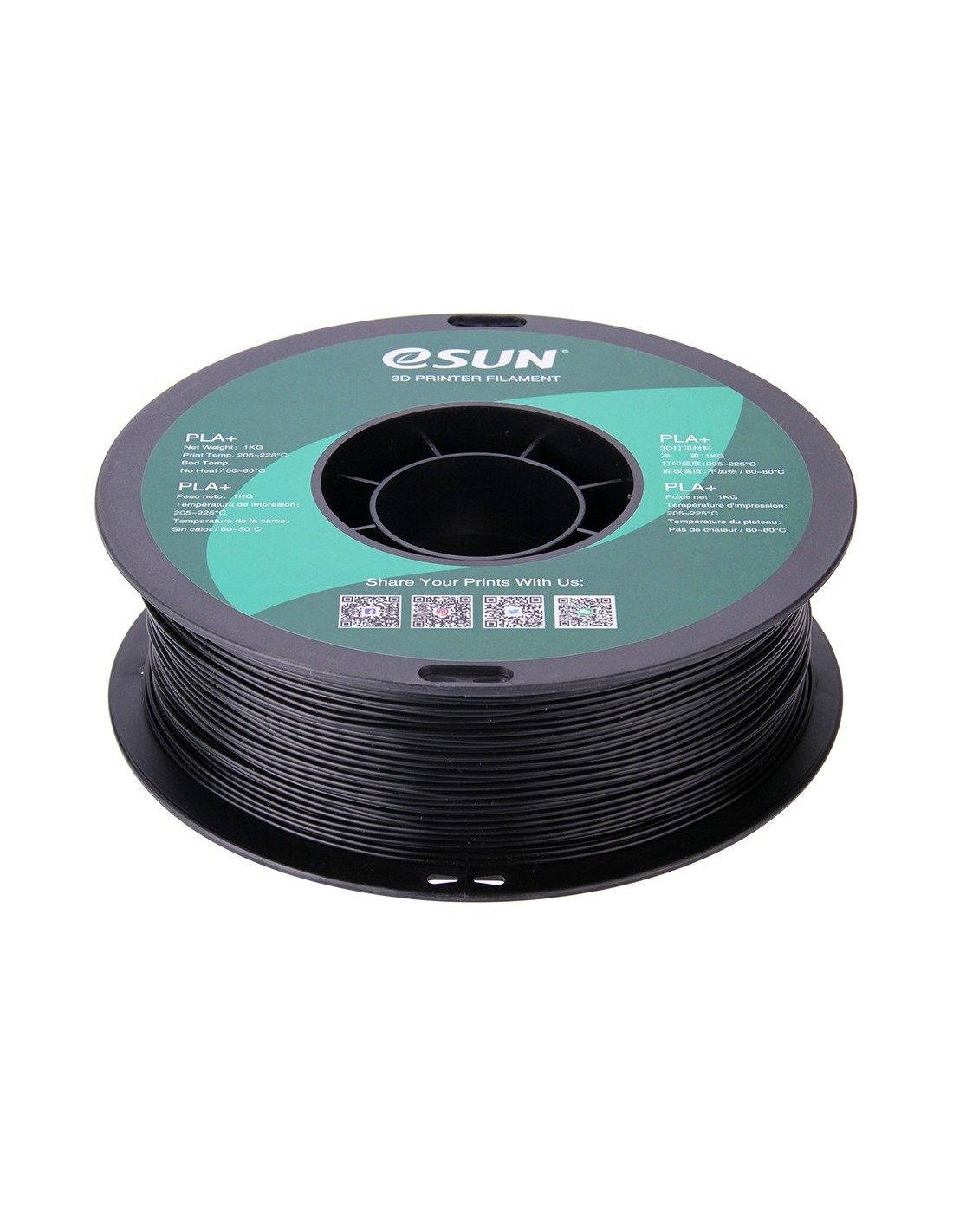 eSun PLA+ | Filamento para impressão 3D | 1.75mm (1Kg) | Preto