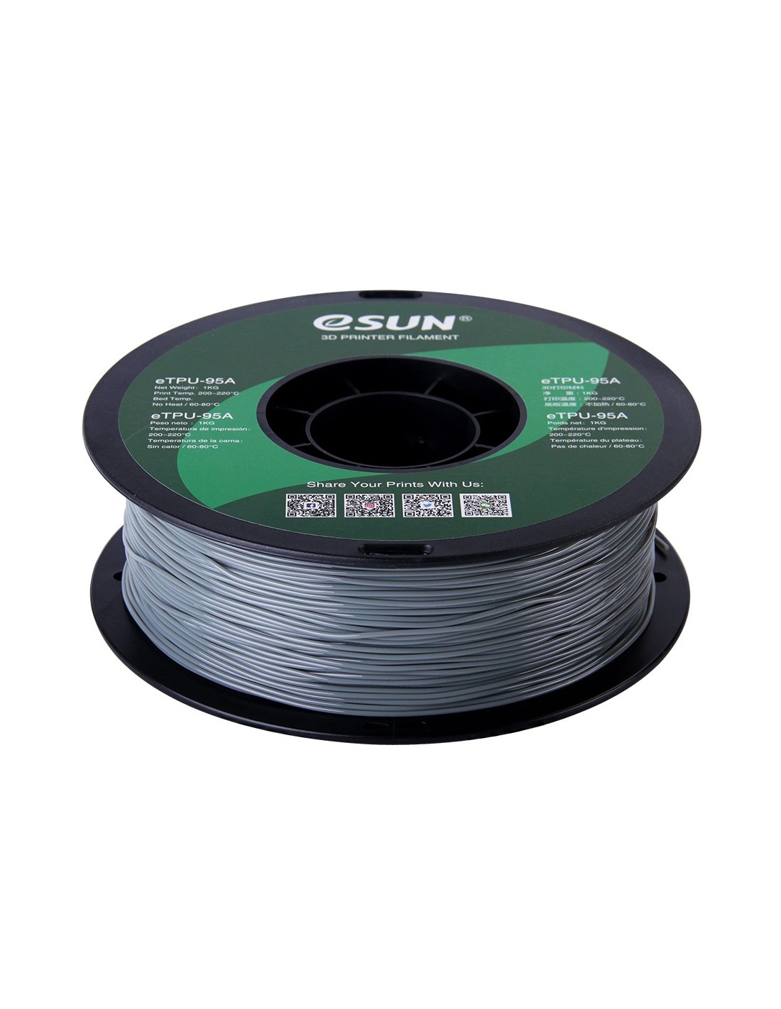 eSun eTPU-95A | 3D Printing Filament | 1.75 mm (1Kg) | Grey