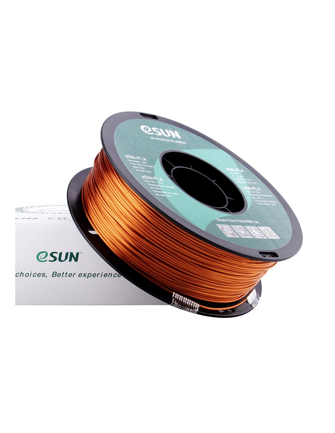 eSun ePLA-Silk : Filament pour impression 3D : 1.75 mm (1Kg) : Cuivre