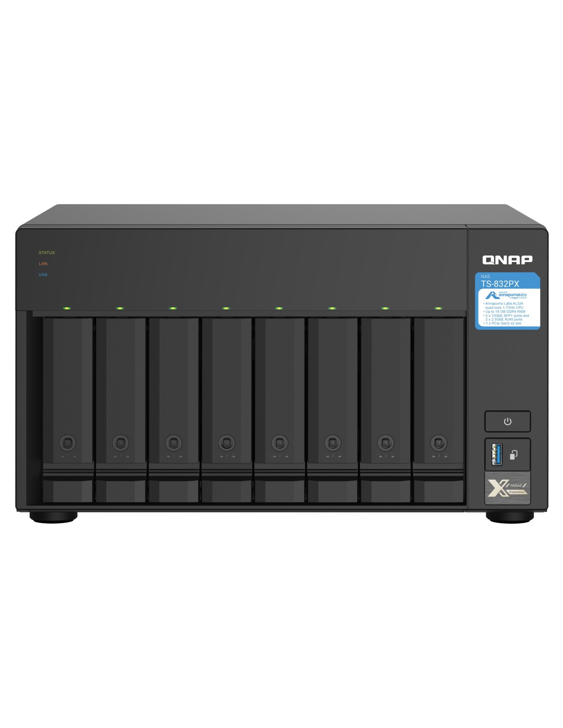 TS-832PX-4G NAS 8 Bahías - AL324  cuatro núcleos 1.7GHz, 4 GB DDR4 (Hasta 16GB)