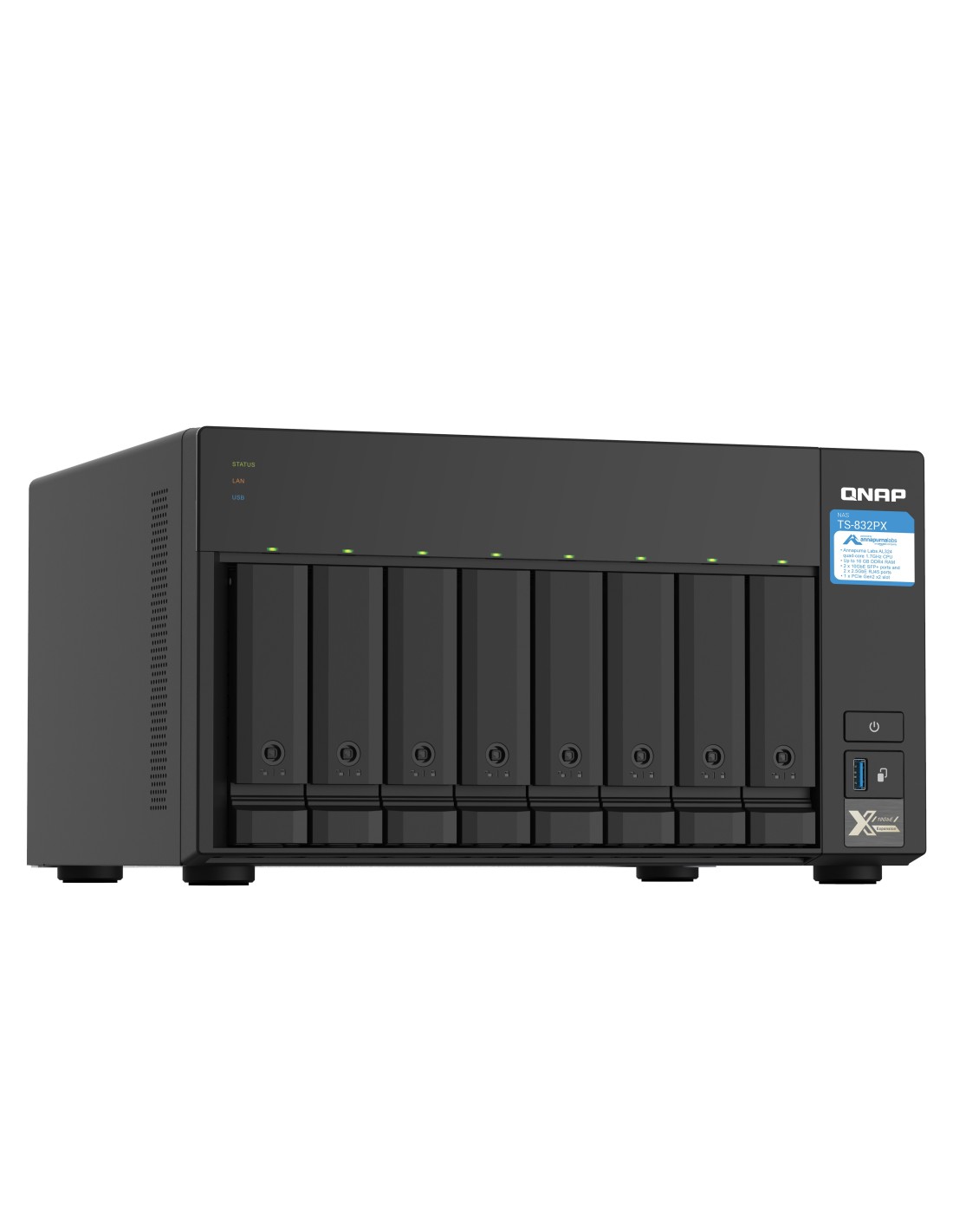 TS-832PX-4G NAS 8 Bahías - AL324  cuatro núcleos 1.7GHz, 4 GB DDR4 (Hasta 16GB)