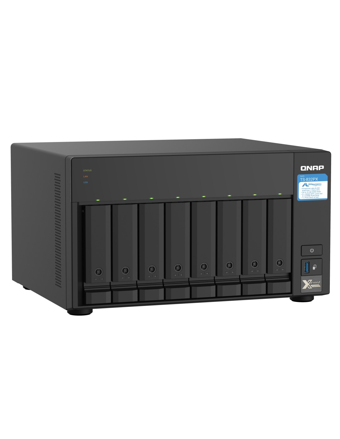 TS-832PX-4G NAS 8 Bahías - AL324  cuatro núcleos 1.7GHz, 4 GB DDR4 (Hasta 16GB)