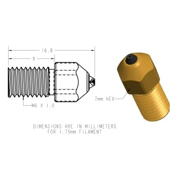 Boquilla compatible DiamondBack Creality Spider - 0,6 mm