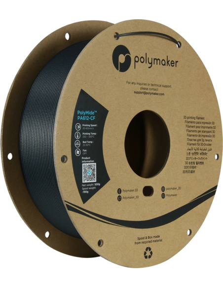 Polymaker PolyMide™ PA612-CF | Filamento para impressão 3D | 1,75 mm (0,5Kg) | Preto