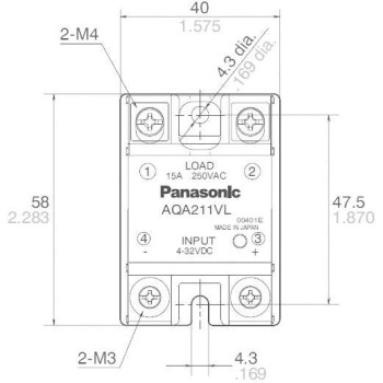 Panasonic AQA211VL SSR - 15A - 250V - Solid State Relay