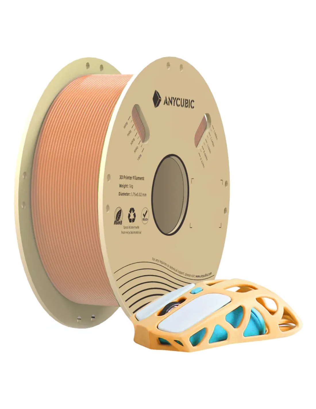 Anycubic Pantone | Filamento para impresión 3D | 1,75 mm (4x1Kg) | Naranja, azul, violeta, verde