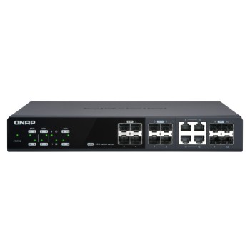 QSW-M1204-4C Switch 10GbE - 12 puertos (8 SFP+, 4 combo RJ45 SFP+), agregación de puertos 802.3ad