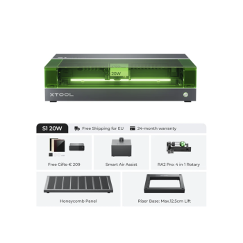 xTool S1 - 20W Rotary Kit Package | Laser Engraving and Cutting Machine