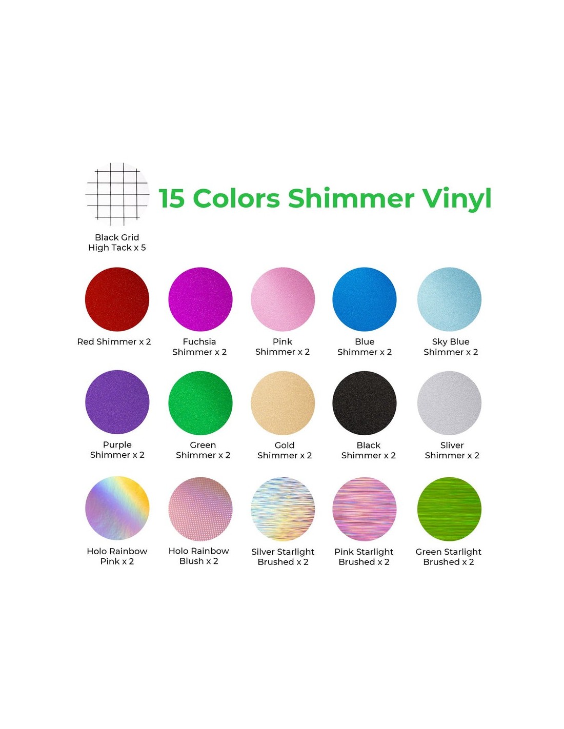 Vinil autoadesivo xTool Shimmer - embalagem com 30 unidades