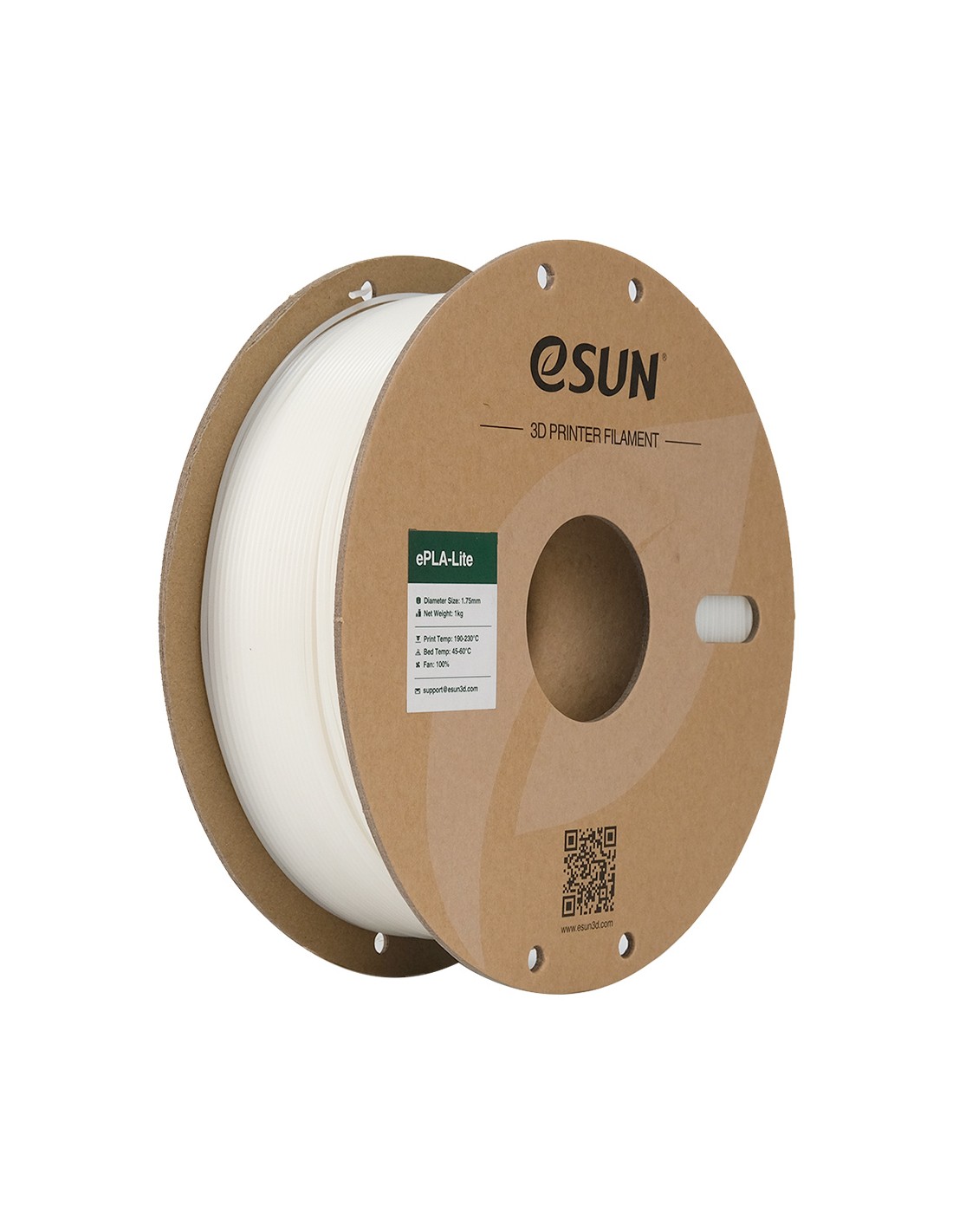 eSun ePLA-Lite | 3D-printfilament | 1,75 mm (1 kg) | Hvid