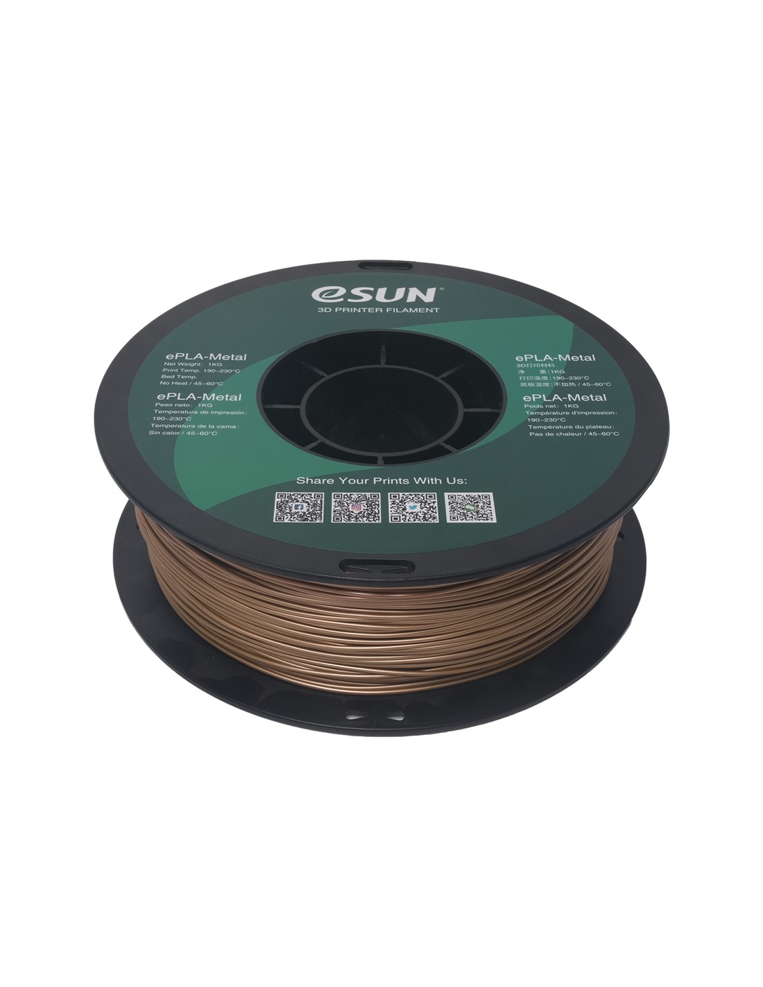 eSun ePLA-Metal | 3D Printing Filament | 1,75 mm (1Kg) | Antique Brass