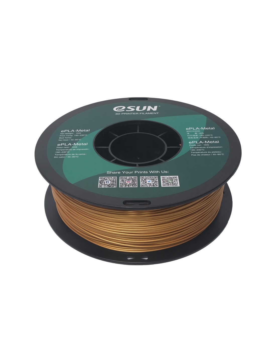 eSun ePLA-Metal | 3D-Druck Filament | 1,75 mm (1Kg) | Gold