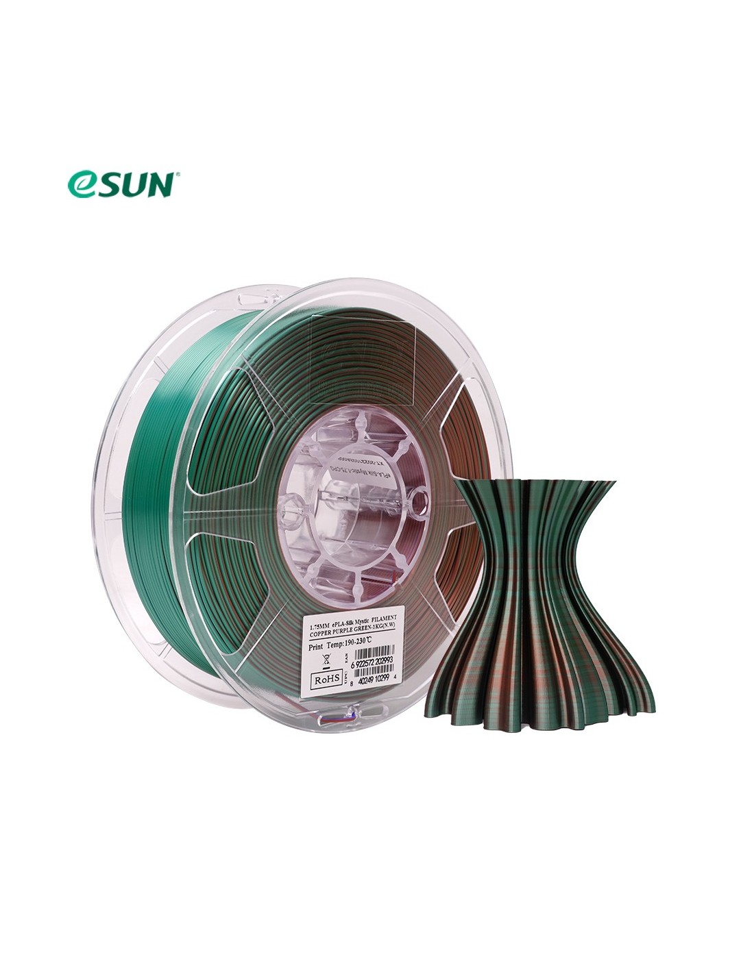 eSun ePLA-Silk Mystic - Triple Colors | 3D Printing Filament | 1.75 mm (1Kg) | Copper/Purple Green